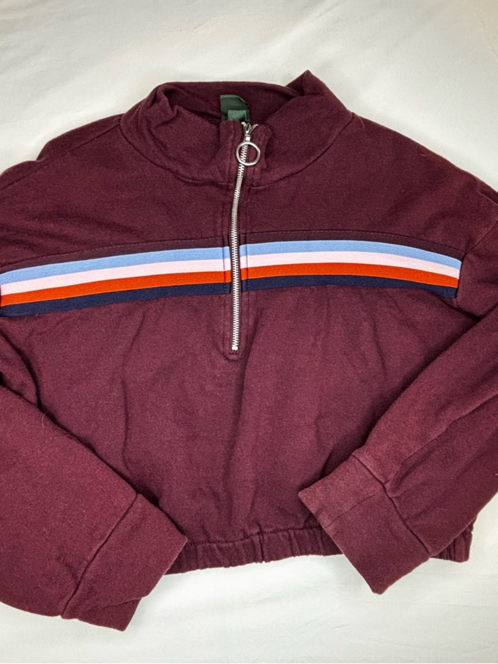 Wild Fable Maroon Half-Zip Pullover with Striped Chest